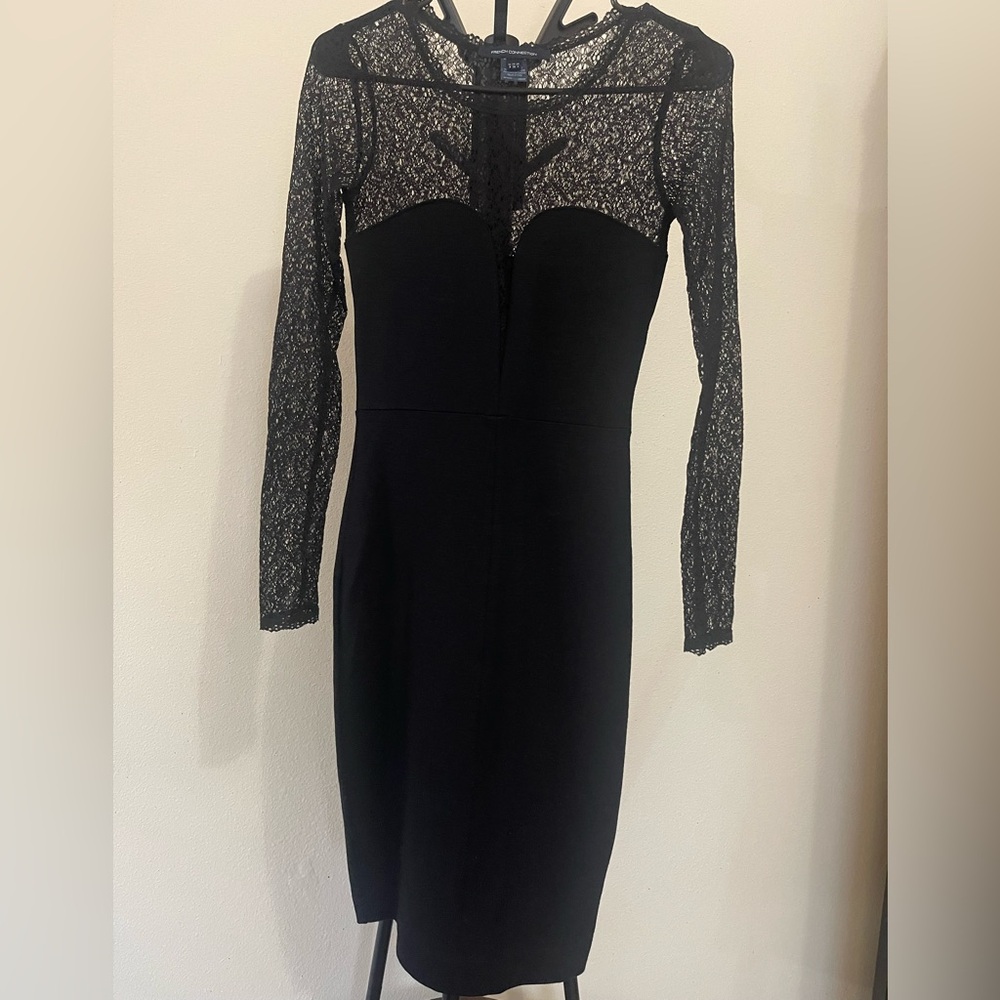 French Connection Elegant Black Lace Dress